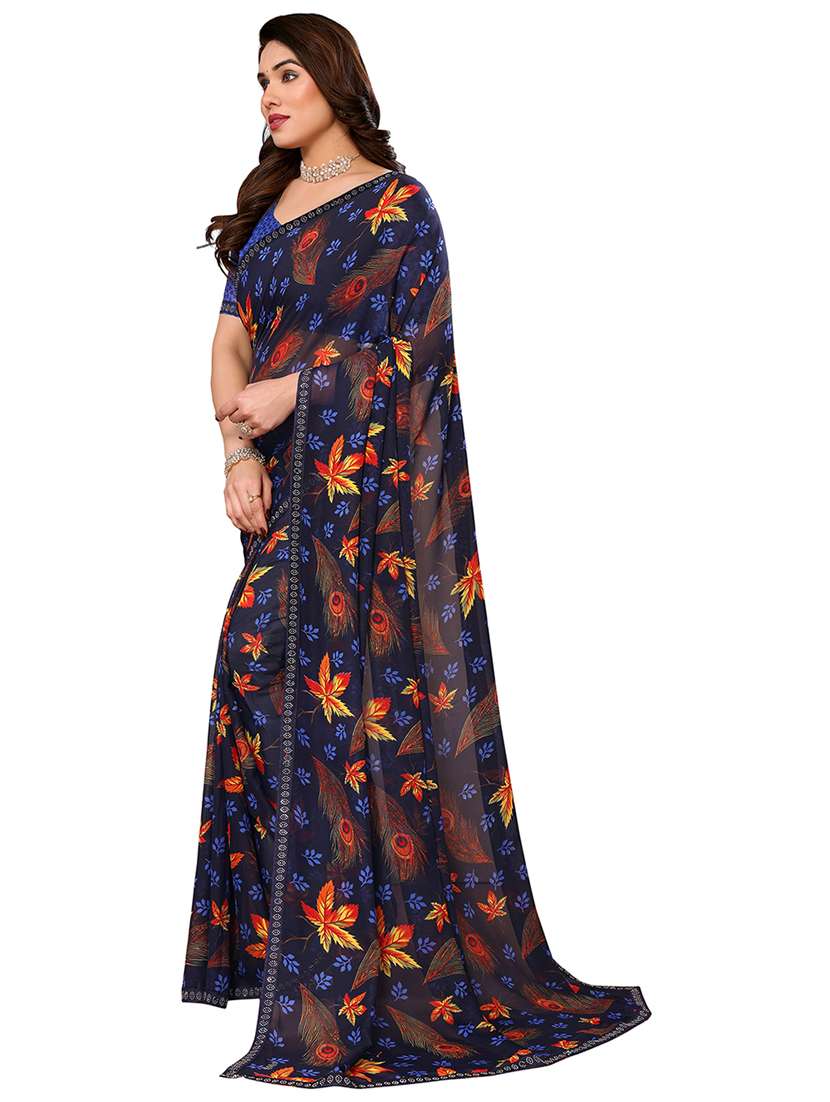 women printed casual wear saree with blouse - 22048512 -  Standard Image - 1