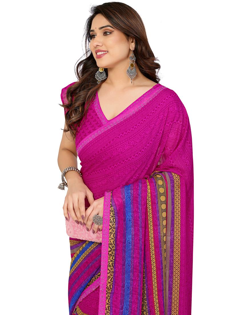 women printed casual wear saree with blouse - 22048523 - Standard Image - 4