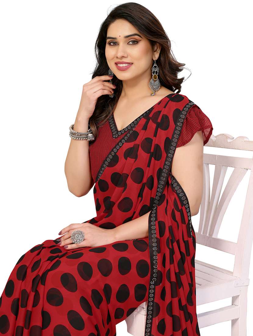 women printed casual wear saree with blouse - 22048530 -  Standard Image - 4