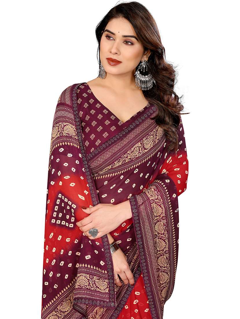 women printed casual wear saree with blouse - 22048540 -  Standard Image - 4