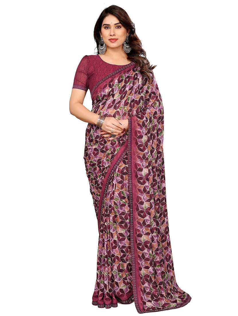 women printed casual wear saree with blouse