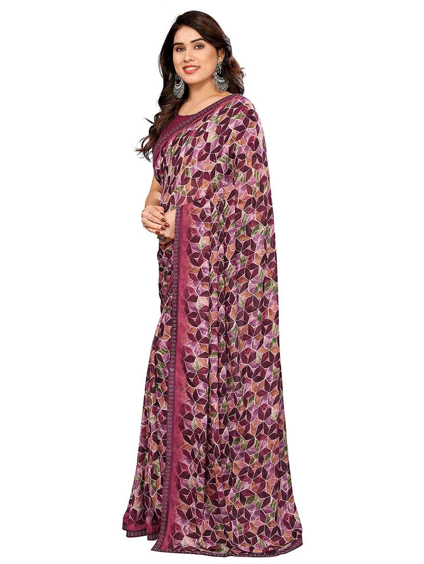 women printed casual wear saree with blouse - 22048544 -  Standard Image - 1