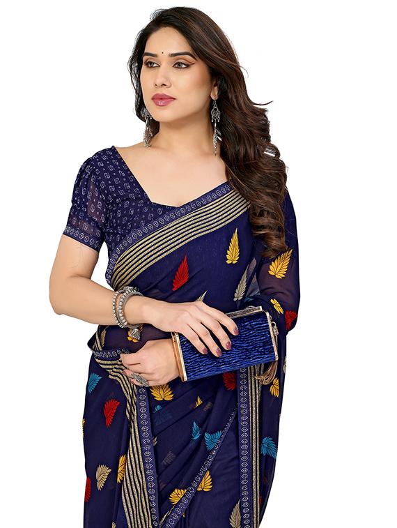 women printed casual wear saree with blouse - 22048545 - Standard Image - 4