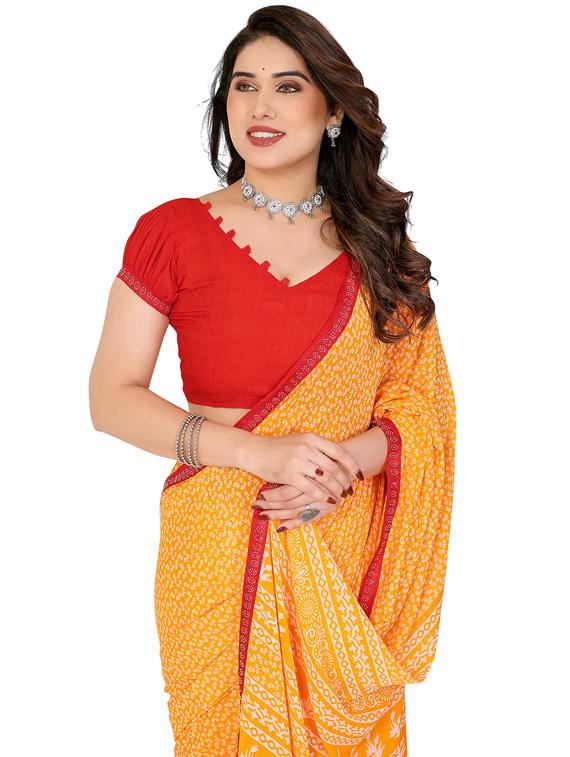 women printed casual wear saree with blouse - 22048547 - Standard Image - 4