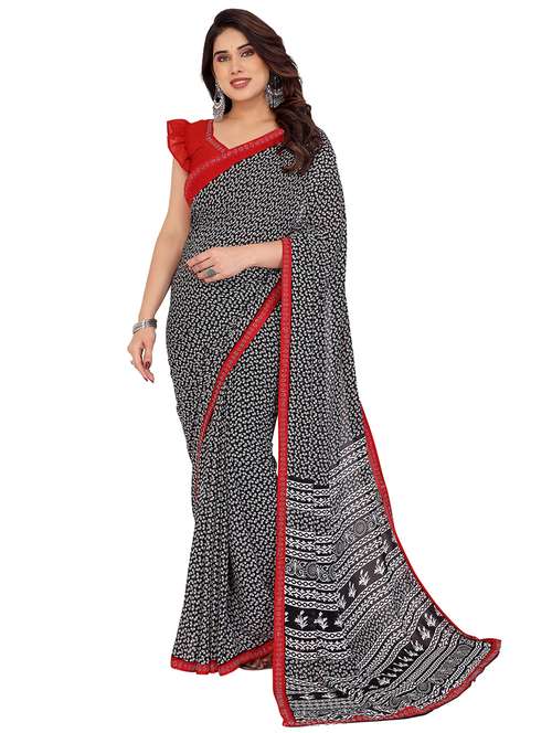 women printed casual wear saree with blouse - 22048549 -  Standard Image - 0
