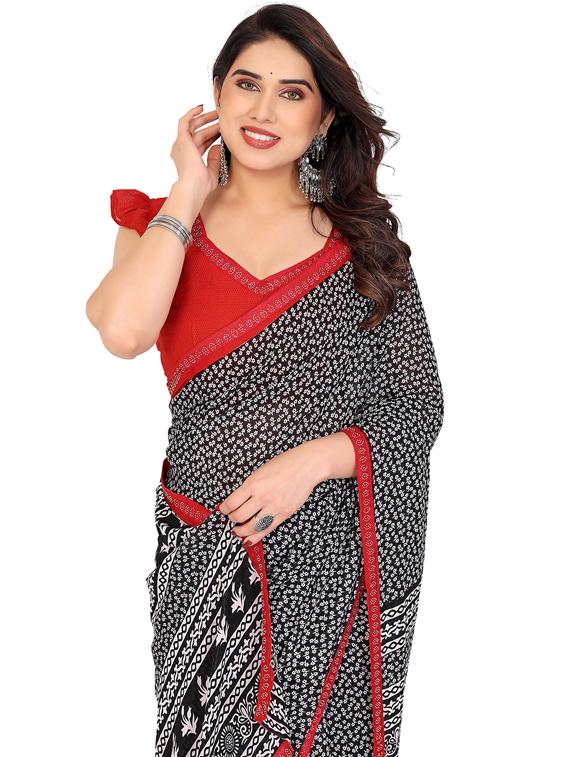 women printed casual wear saree with blouse - 22048549 - Standard Image - 4