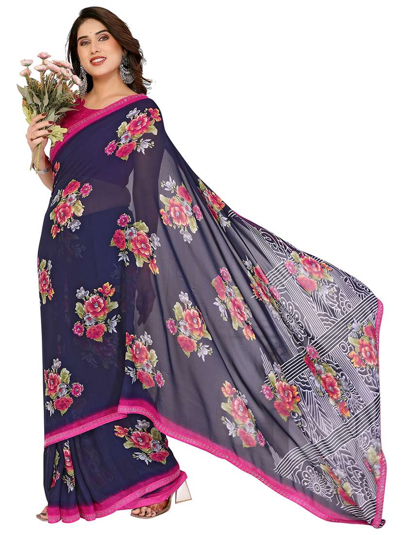 women printed casual wear saree with blouse - 22048551 -  Standard Image - 1
