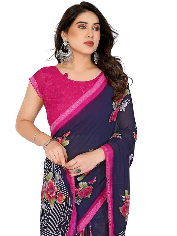 women printed casual wear saree with blouse - 22048551 -  Standard Image - 4