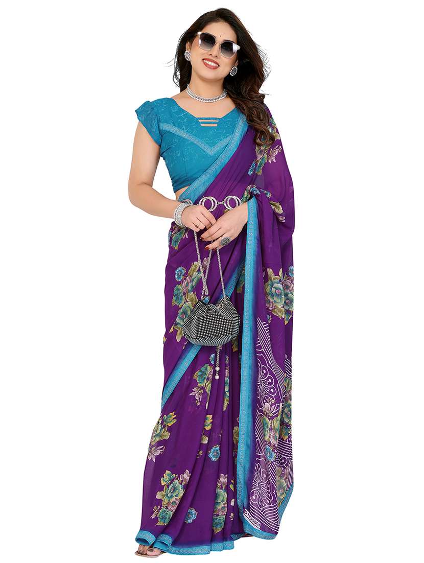 women printed casual wear saree with blouse - 22048553 -  Standard Image - 1
