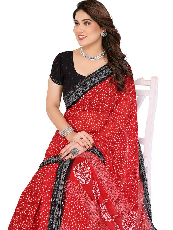 women printed casual wear saree with blouse - 22048556 - Standard Image - 4