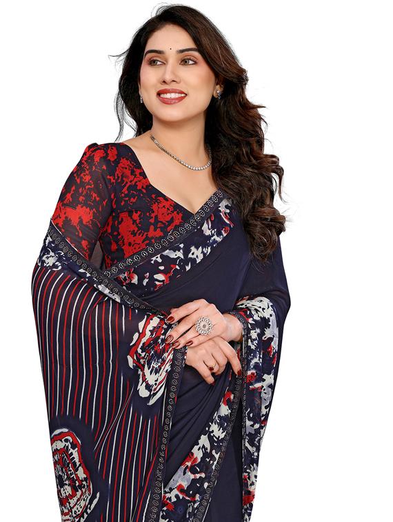 women printed casual wear saree with blouse - 22048567 - Standard Image - 4