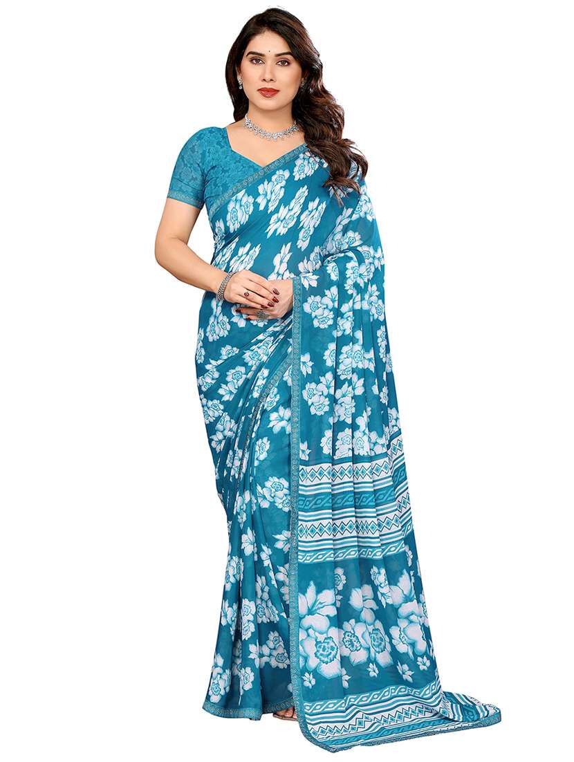 women printed casual wear saree with blouse