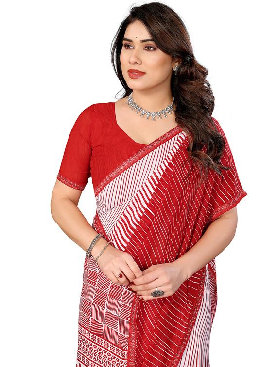 women printed casual wear saree with blouse - 22048583 - Standard Image - 4