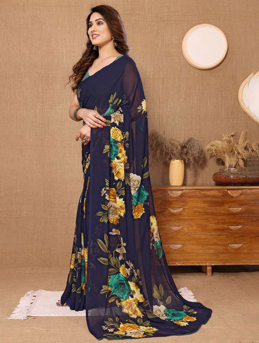 women printed casual wear saree with blouse - 22048587 -  Standard Image - 1
