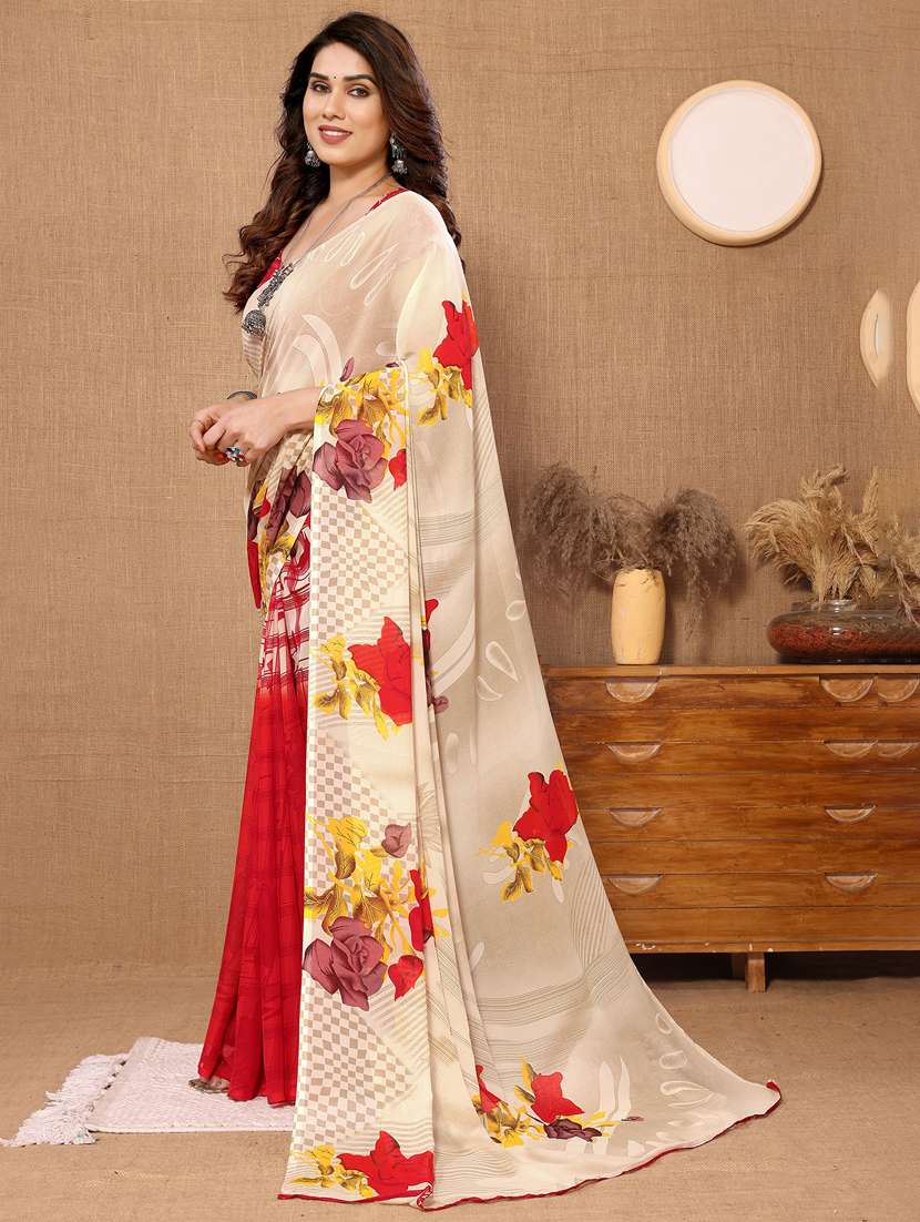 women printed casual wear saree with blouse - 22048588 -  Standard Image - 1