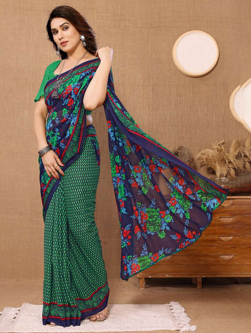 women printed casual wear saree with blouse - 22048589 -  Standard Image - 1