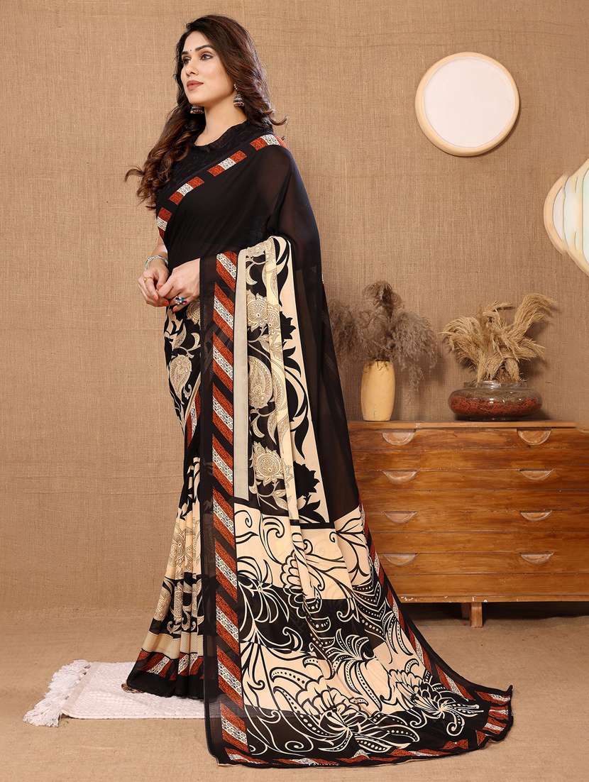 women printed casual wear saree with blouse - 22048595 -  Standard Image - 1
