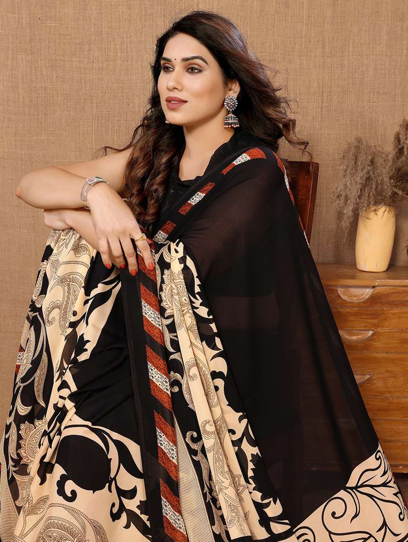 women printed casual wear saree with blouse - 22048595 -  Standard Image - 4
