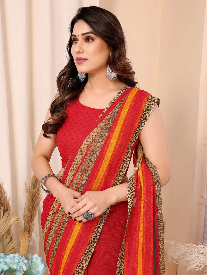 women printed casual wear saree with blouse - 22048600 -  Standard Image - 4