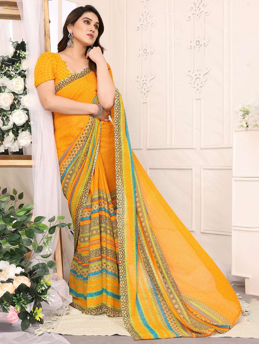 women printed casual wear saree with blouse - 22048601 -  Standard Image - 1