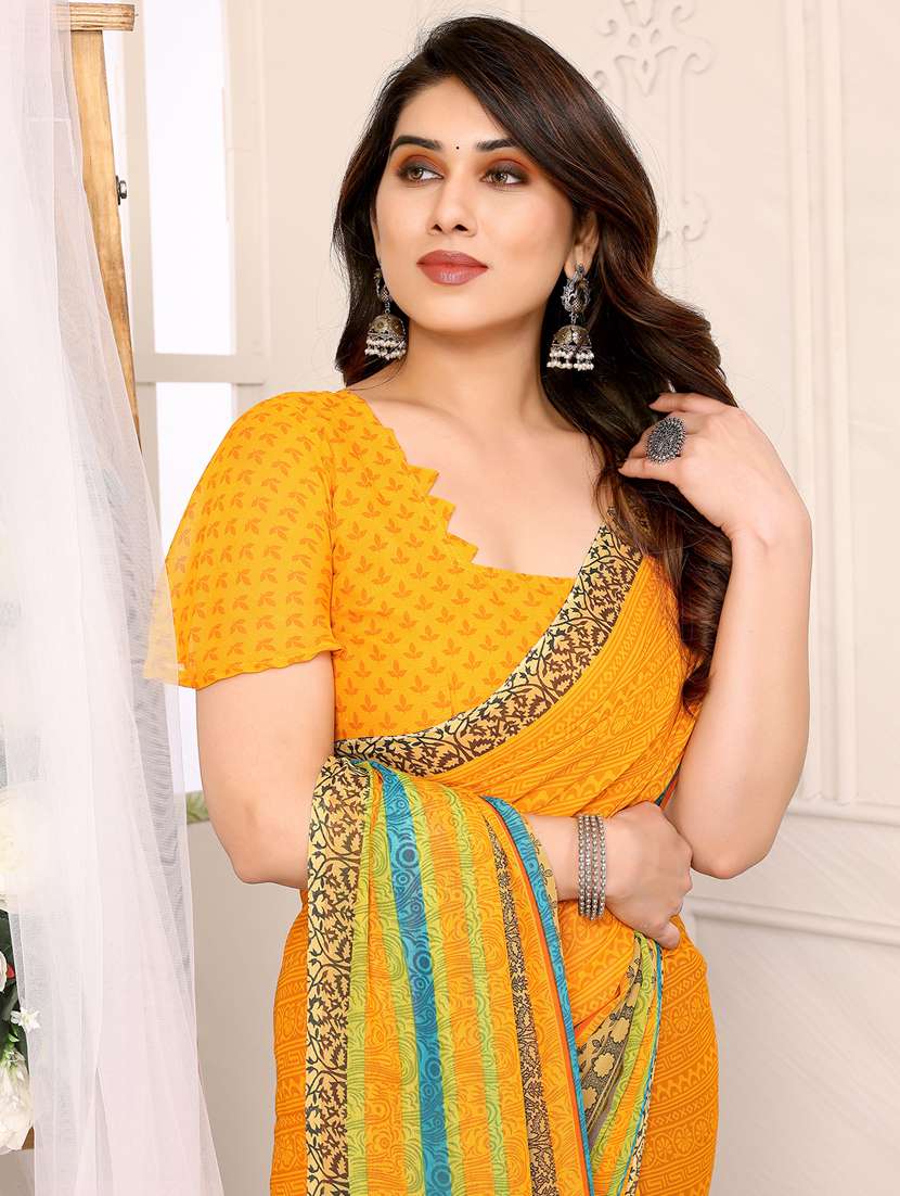 women printed casual wear saree with blouse - 22048601 -  Standard Image - 4