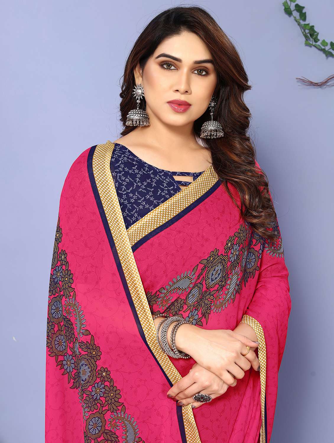 women printed casual wear saree with blouse - 22048605 -  Standard Image - 4
