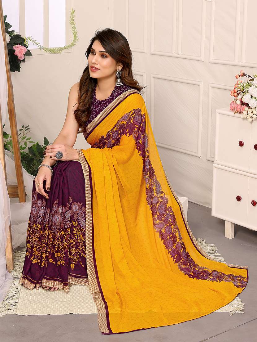 women printed casual wear saree with blouse - 22048606 -  Standard Image - 1