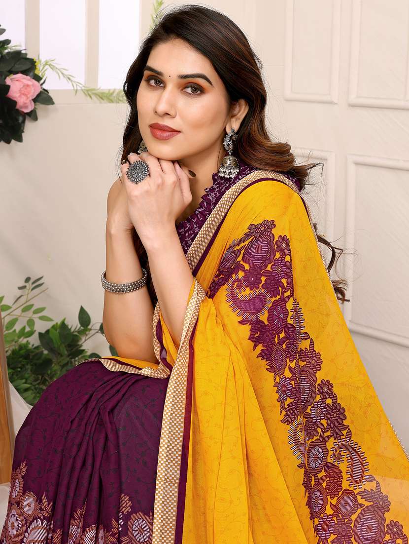 women printed casual wear saree with blouse - 22048606 -  Standard Image - 4