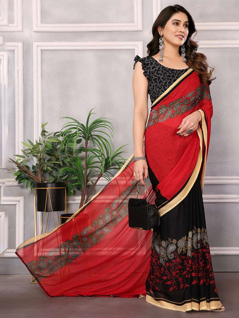women printed casual wear saree with blouse - 22048607 -  Standard Image - 1