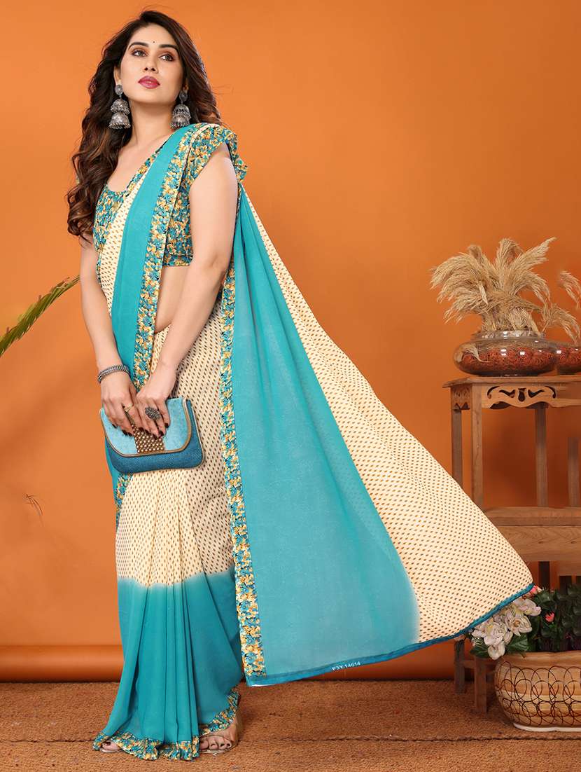 women printed casual wear saree with blouse - 22048608 -  Standard Image - 1