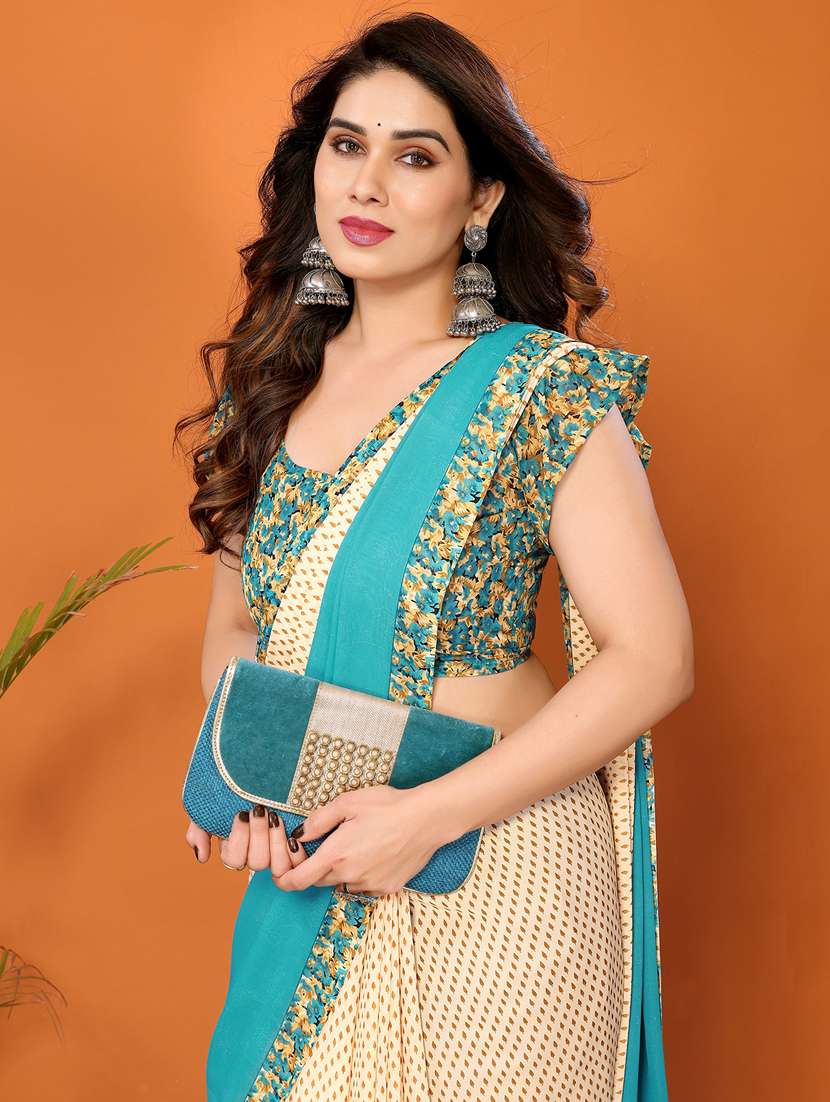women printed casual wear saree with blouse - 22048608 -  Standard Image - 4