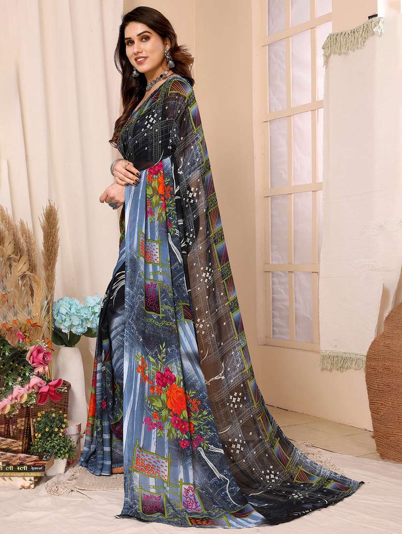 women printed casual wear saree with blouse - 22048616 -  Standard Image - 1