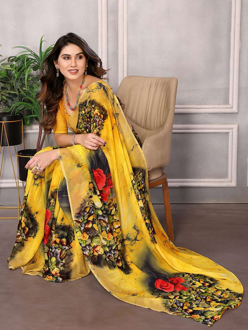 women printed casual wear saree with blouse - 22048620 -  Standard Image - 1