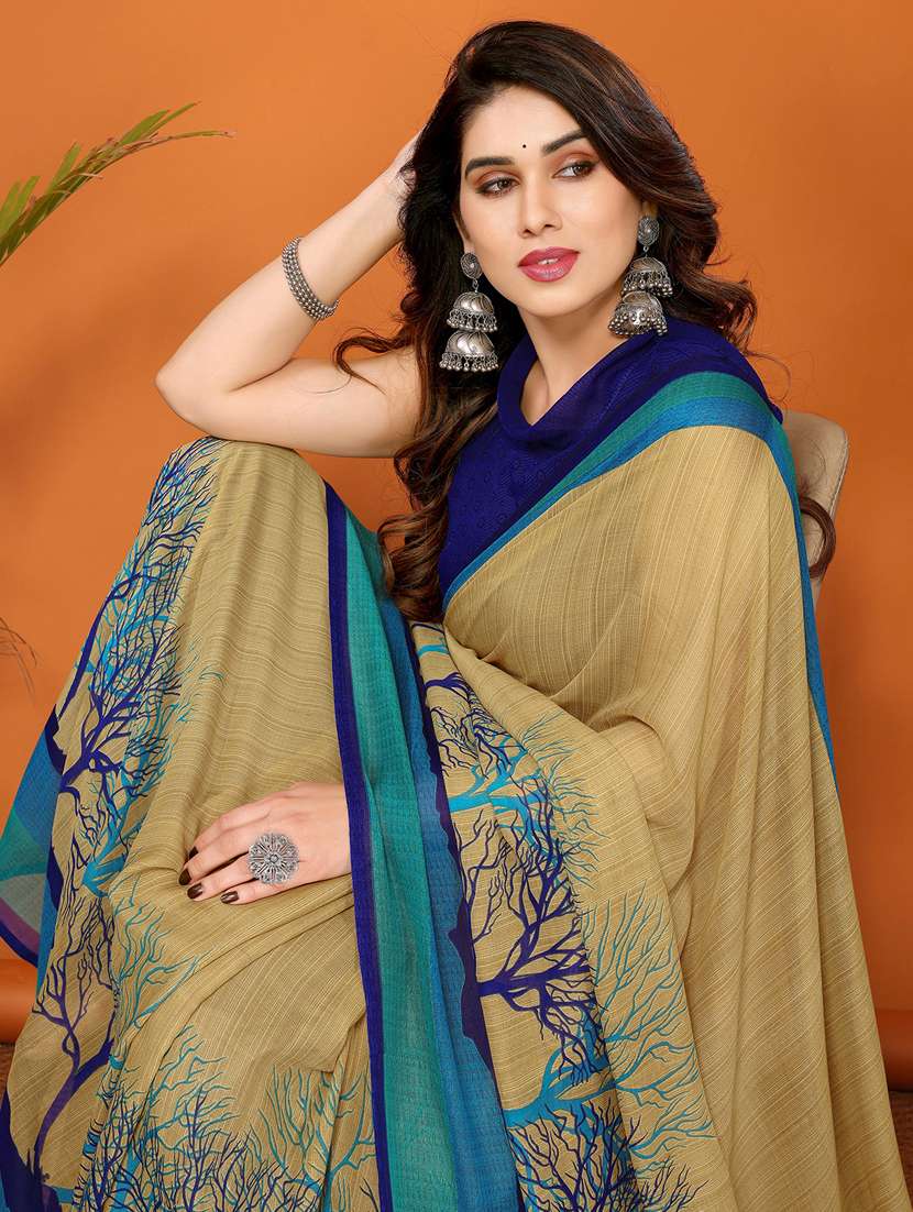 women printed casual wear saree with blouse - 22048621 -  Standard Image - 4