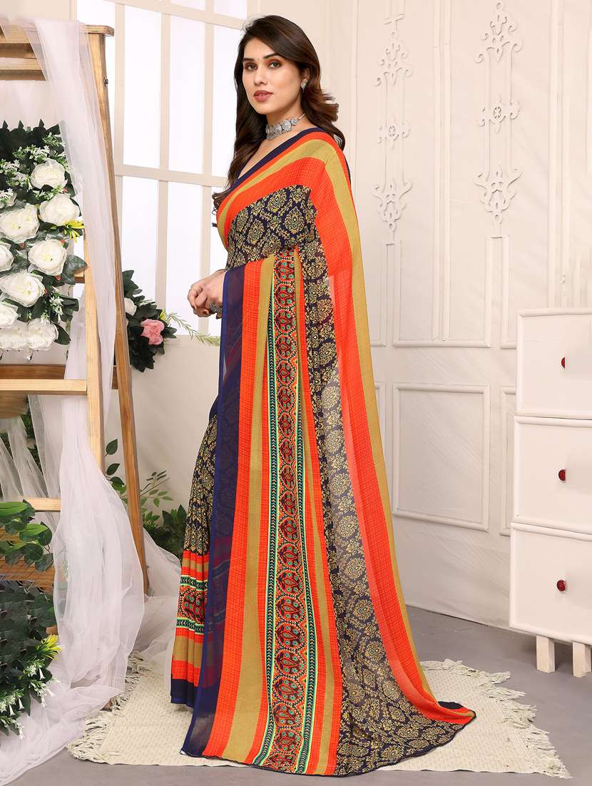 women printed casual wear saree with blouse - 22048626 -  Standard Image - 1