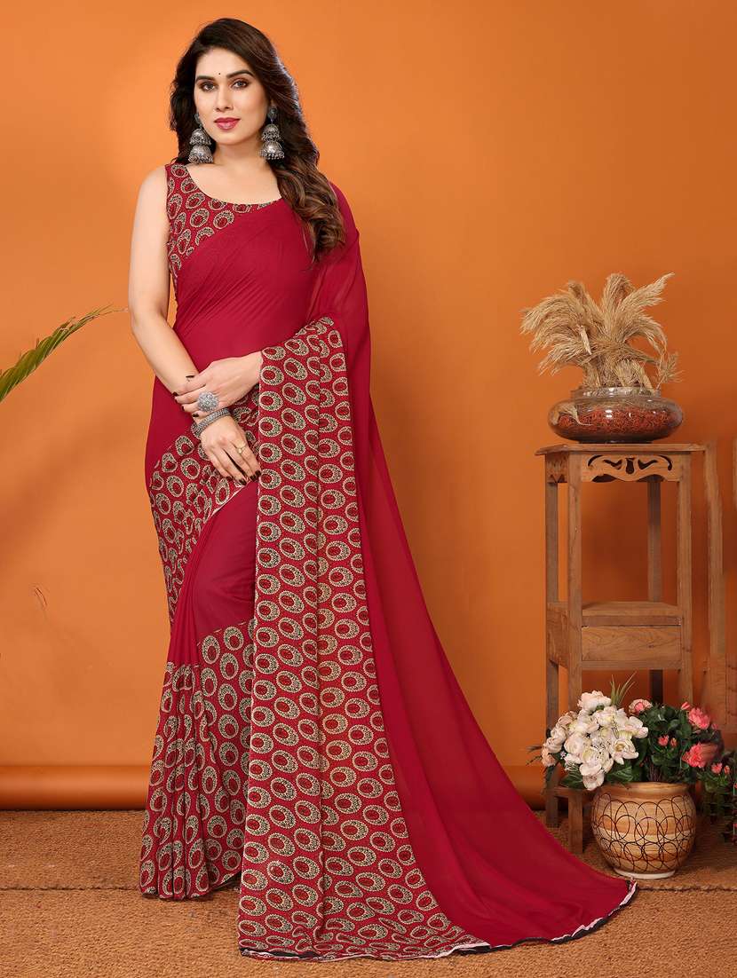 women printed casual wear saree with blouse