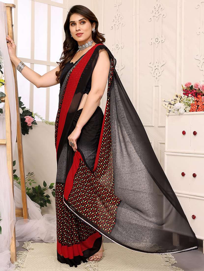women printed casual wear saree with blouse - 22048632 -  Standard Image - 1