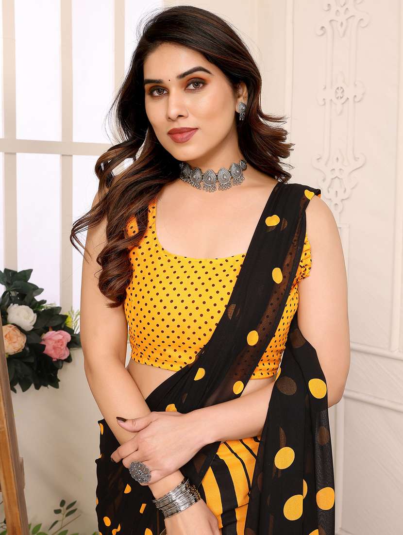 women printed casual wear saree with blouse - 22048633 -  Standard Image - 4