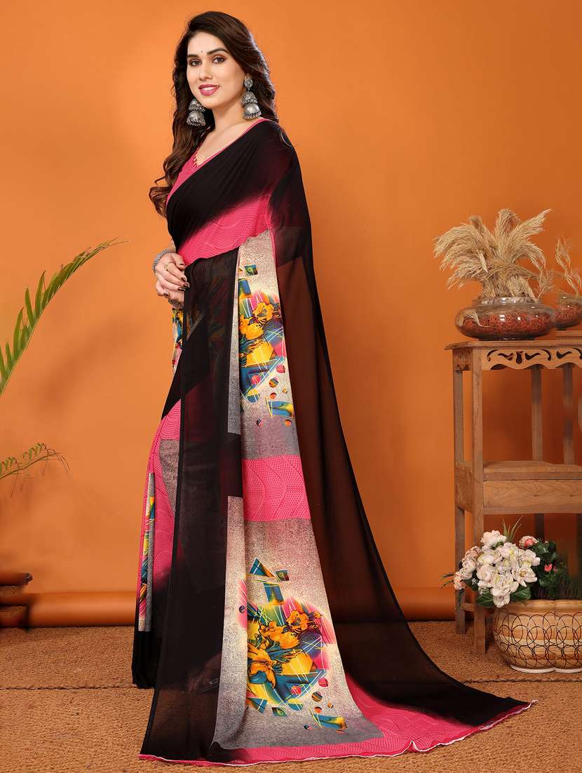 women printed casual wear saree with blouse - 22048638 -  Standard Image - 1