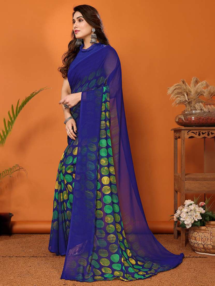 women printed casual wear saree with blouse - 22048639 -  Standard Image - 1