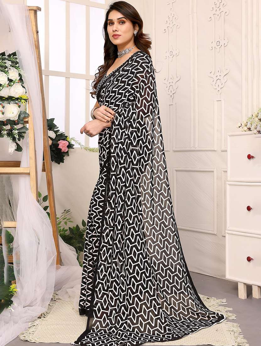 women printed casual wear saree with blouse - 22048651 -  Standard Image - 1