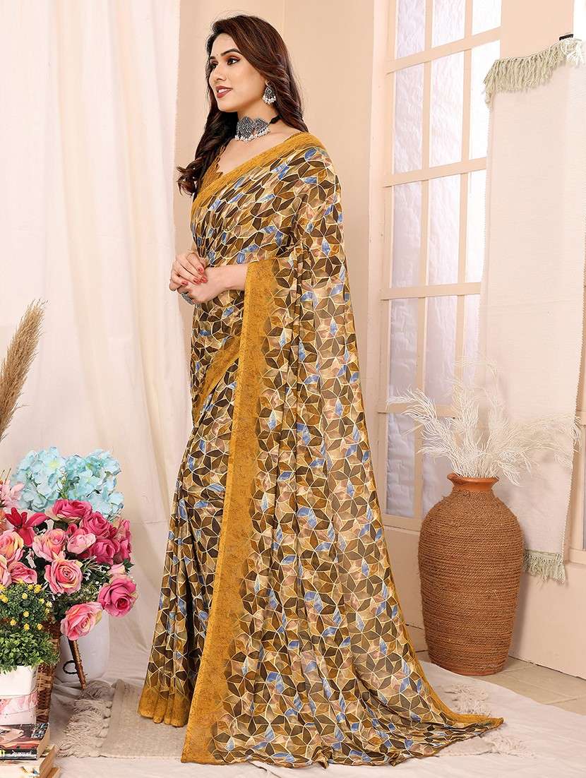 women printed casual wear saree with blouse - 22048669 -  Standard Image - 1