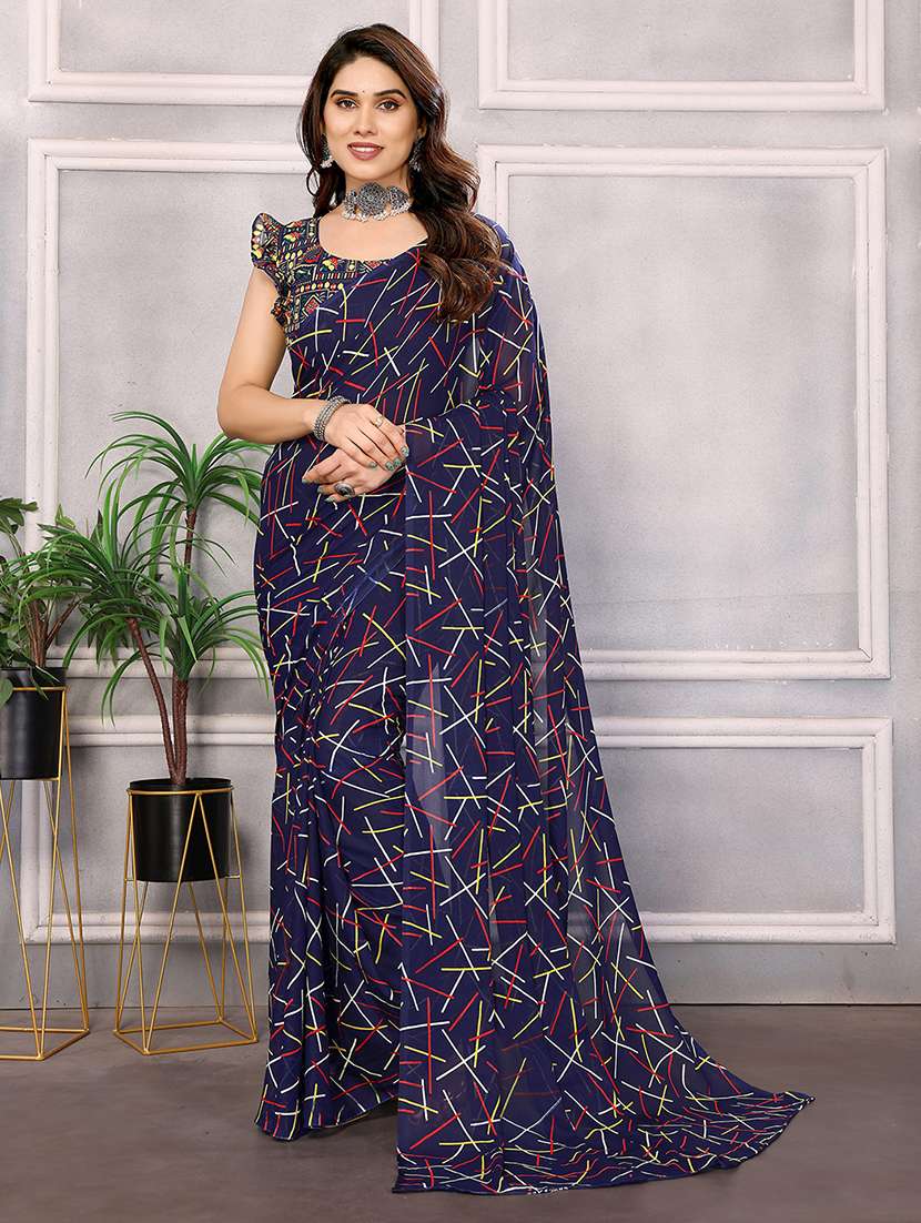women printed casual wear saree with blouse