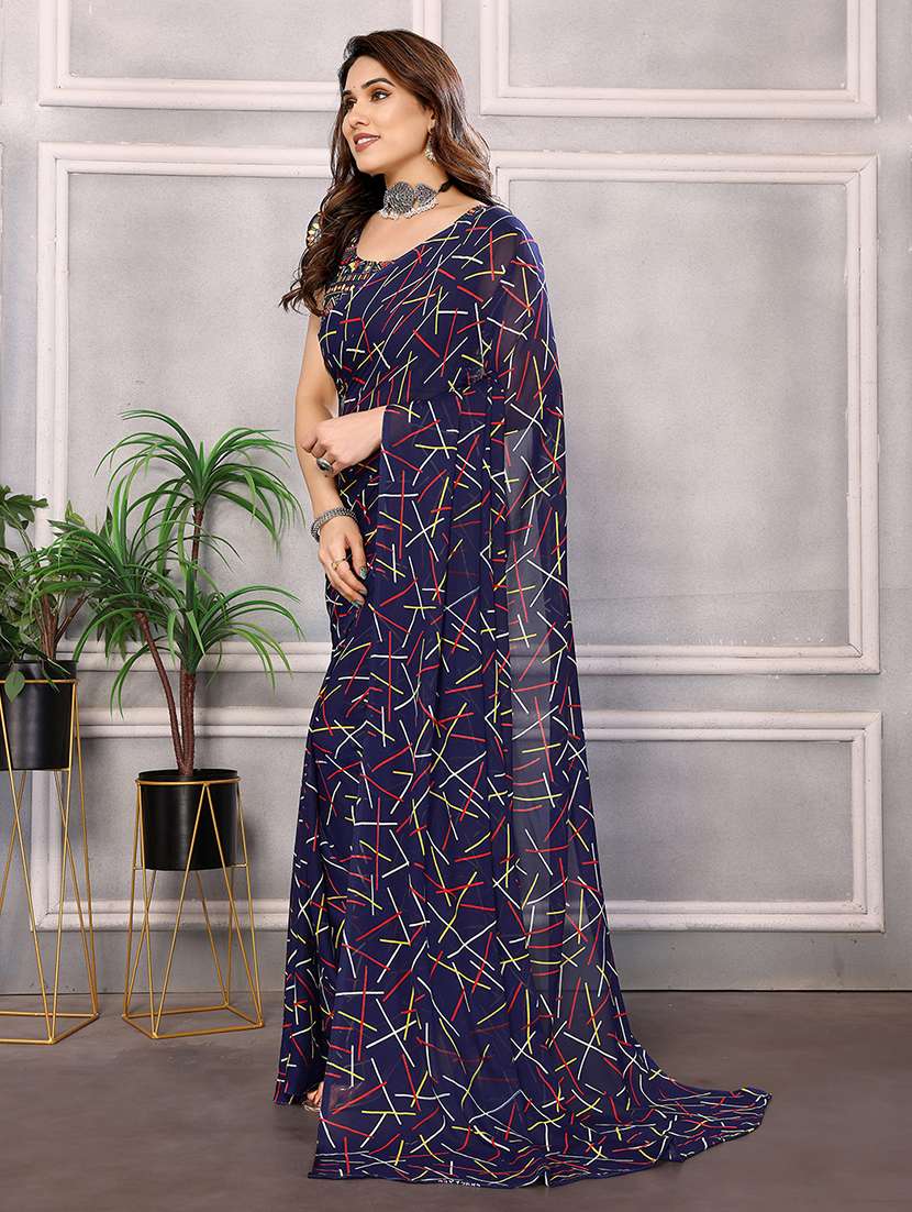 women printed casual wear saree with blouse - 22048678 -  Standard Image - 1