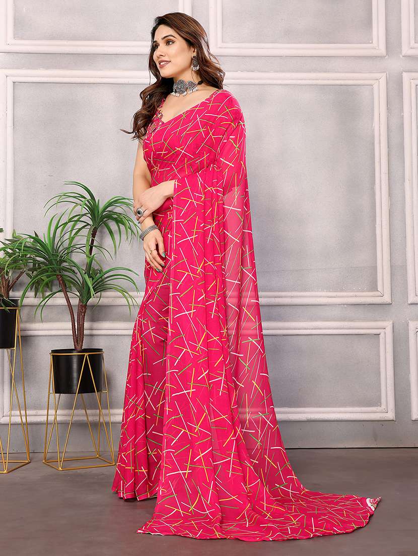 women printed casual wear saree with blouse - 22048681 -  Standard Image - 1