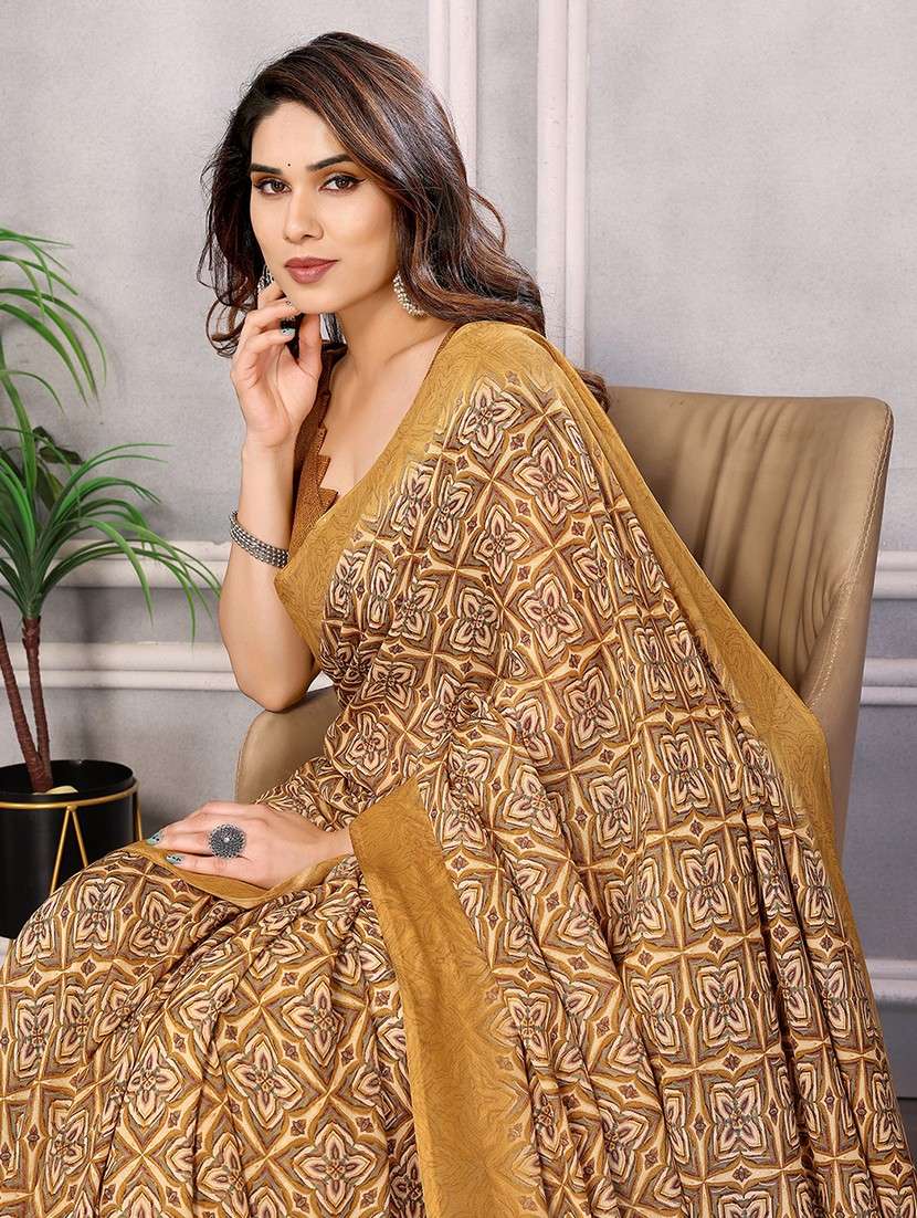 women printed casual wear saree with blouse - 22048684 -  Standard Image - 4