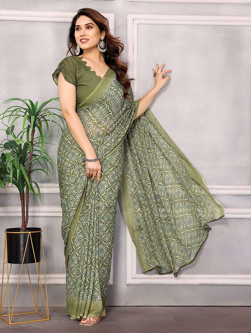 women printed casual wear saree with blouse - 22048686 -  Standard Image - 1