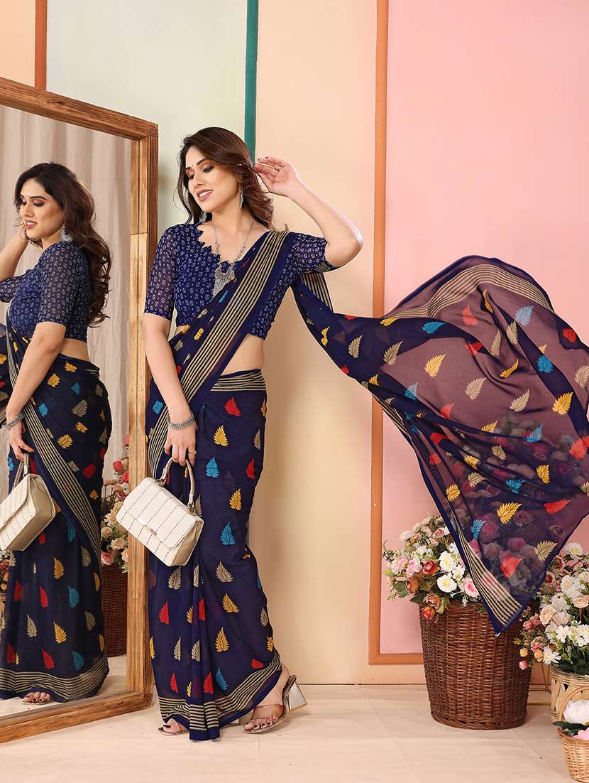 women printed casual wear saree with blouse - 22048688 -  Standard Image - 1