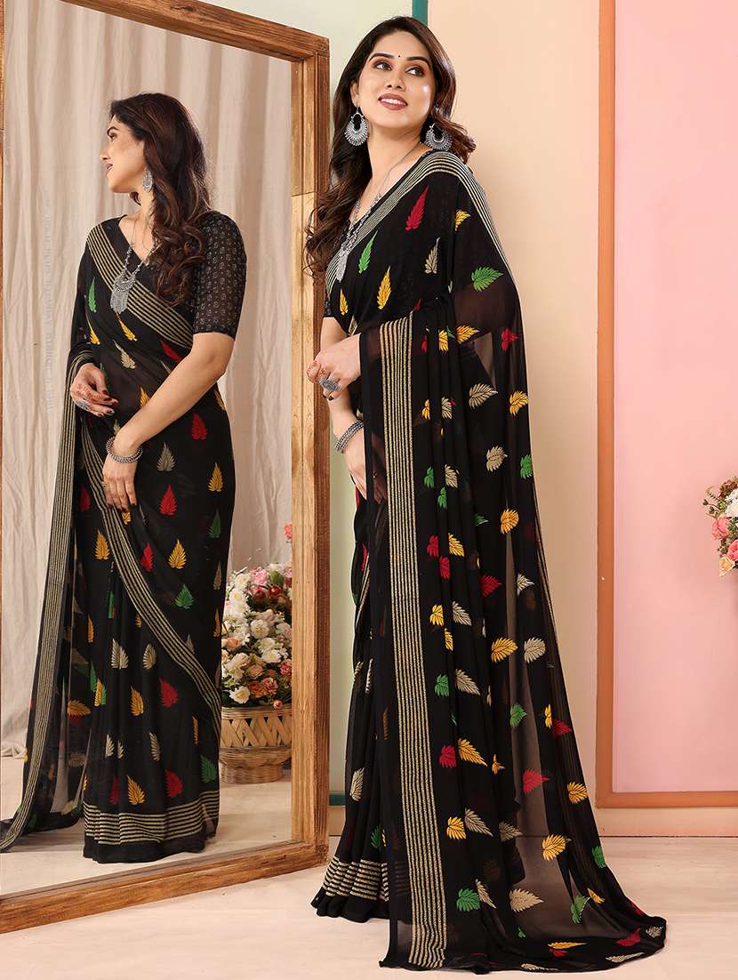 women printed casual wear saree with blouse - 22048689 -  Standard Image - 1