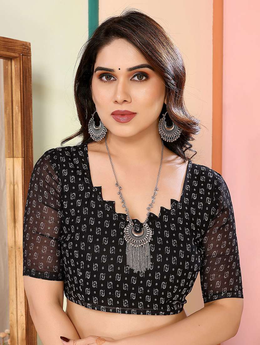 women printed casual wear saree with blouse - 22048689 -  Standard Image - 4